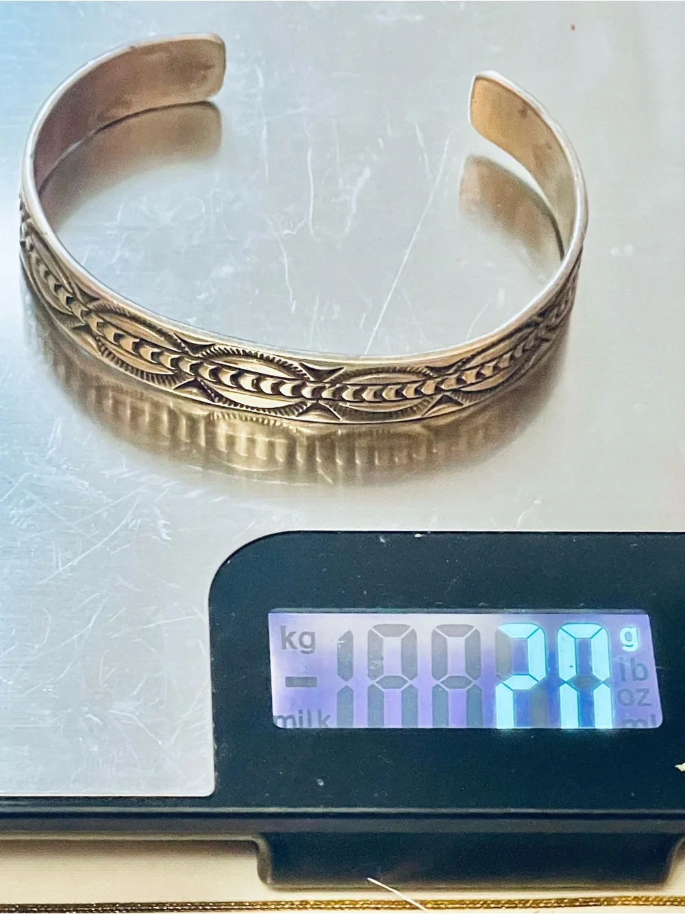 VTG L.A. Willis Navajo Sterling Silver Cuff Bracelet Hand Stamped 20g 6.5